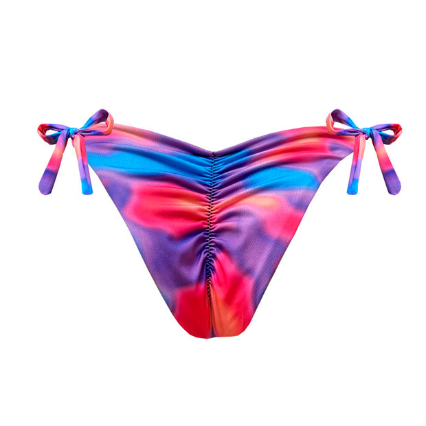Purple Tie Dye Brazilian Tie Side Scrunch Bikini Bottom