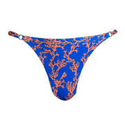 Blue Orange Sea Coral Brazilian Thong Bikini Bottom