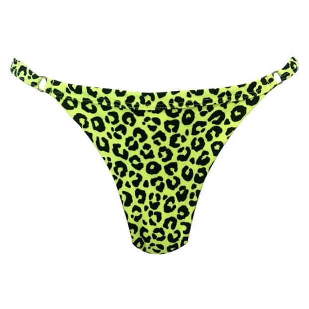 Neon Green Jaguar Brazilian Thong Bikini Bottom