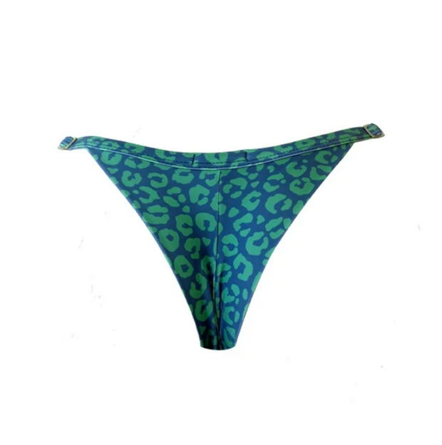 Blue and Green Jaguar Brazilian Thong Bikini Bottom