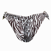 White Brown Zebra Brazilian Classic Side Scrunch Bikini Bottom