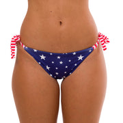 American Flag Brazilian Tie Side Scrunch Bikini Bottom