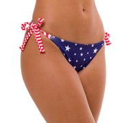 American Flag Brazilian Tie Side Scrunch Bikini Bottom