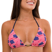 Mini American Flags Brazilian Triangle Bikini Top