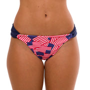 Mini American Flags Brazilian Classic Side Scrunch Bikini Bottom