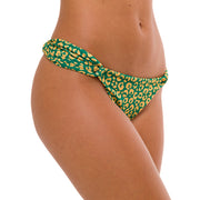 Yellow and Green Jaguar Brazilian Classic Side Scrunch Bikini Bottom