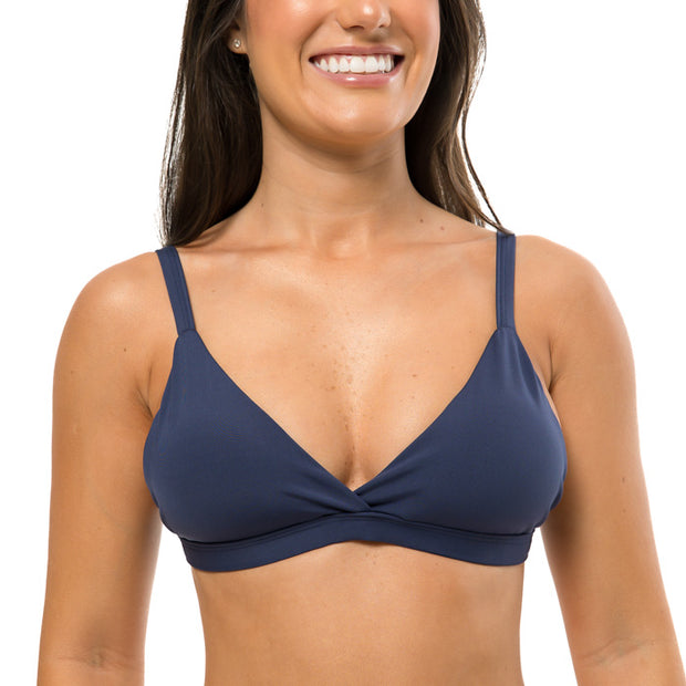 Solid Royal Blue Brazilian Fixed Triangle Bikini Top