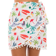 White Summer Holidays Swim Cover Up Pareo Skirt