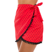 Red Watermelon Swim Cover Up Pareo Skirt