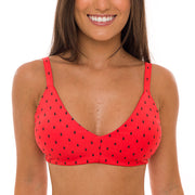 Red Watermelon Brazilian Fixed Knot Triangle Bikini Top