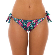 Royal Blue Neon Leaves Brazilian Tie Side Scrunch Bikini Bottom