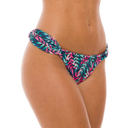Royal Blue Neon Leaves Brazilian Classic Side Scrunch Bikini Bottom