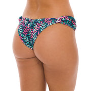 Royal Blue Neon Leaves Brazilian Classic Side Scrunch Bikini Bottom