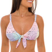 Pink Candy Love Brazilian Fixed Knot Triangle Bikini Top