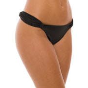 Solid Black Brazilian Classic Side Scrunch Bikini Bottom