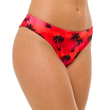 Red Tie Dye Coconut Trees Brazilian Classic Thong Bikini Bottom