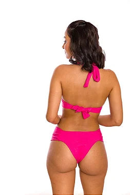 Solid New Pink Brazilian Halter Bikini Top