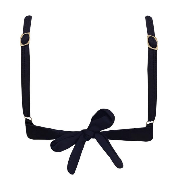 Solid Black Brazilian Knot Triangle Bikini Top
