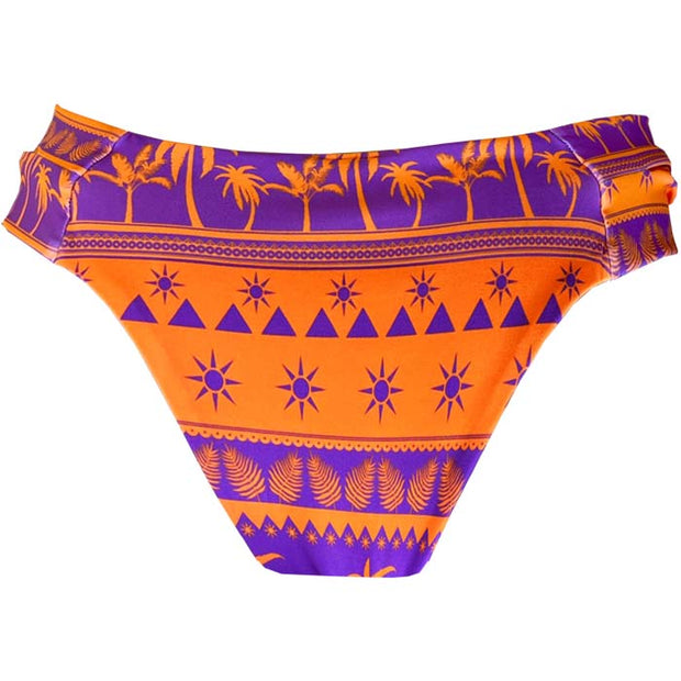 Orange Purple Coconut Trees Brazilian Wide Side Bikini Bottom