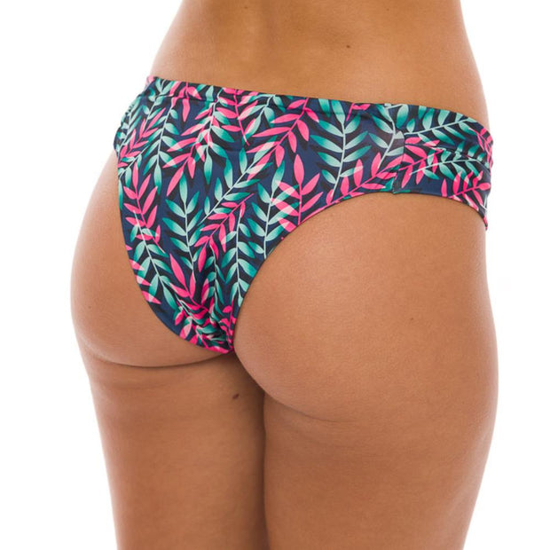 Royal Blue Neon Leaves Brazilian Wide Side Bikini Bottom