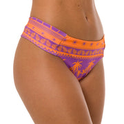 Orange Purple Coconut Trees Brazilian Wide Side Bikini Bottom