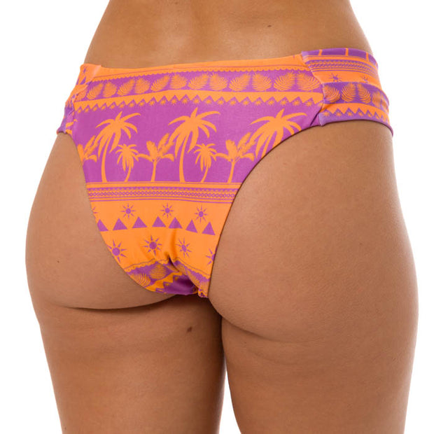Orange Purple Coconut Trees Brazilian Wide Side Bikini Bottom