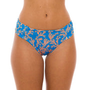 Blue Orange Sea Coral Brazilian Wide Side Bikini Bottom