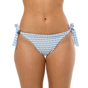 Ribbed Light Blue Brazilian Tie Side Scrunch Bikini Bottom