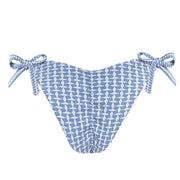 Ribbed Light Blue Brazilian Tie Side Scrunch Bikini Bottom
