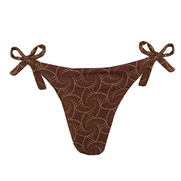 Brown Shells Brazilian Tie Side Scrunch Bikini Bottom
