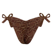 Brown Shells Brazilian Tie Side Scrunch Bikini Bottom