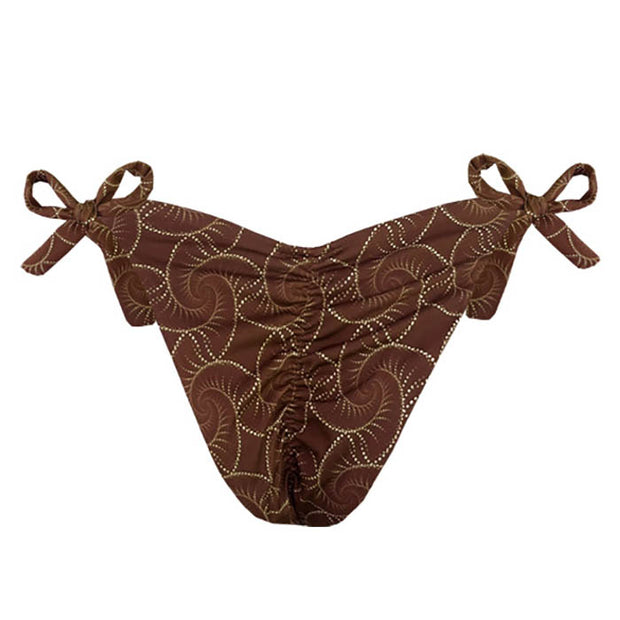 Brown Shells Brazilian Tie Side Scrunch Bikini Bottom
