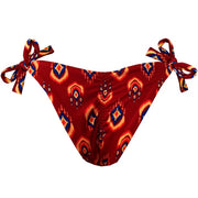 Brown Ethnic Brazilian Tie Side Scrunch Bikini Bottom