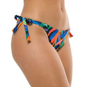 Colorful Foliage Brazilian Tie Side Scrunch Bikini Bottom