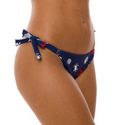 Blue Seabed Brazilian Tie Side Scrunch Bikini Bottom