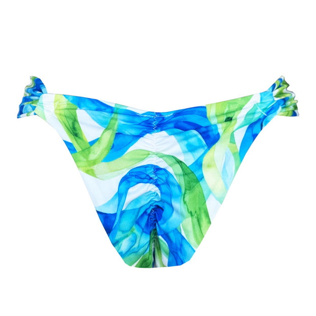 Green and Blue Seaweed Brazilian Classic Side Scrunch Bikini Bottom