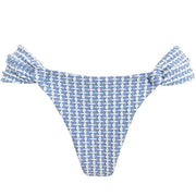 Ribbed Light Blue Brazilian Classic Side Scrunch Bikini Bottom