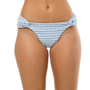 Ribbed Light Blue Brazilian Classic Side Scrunch Bikini Bottom