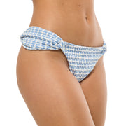 Ribbed Light Blue Brazilian Classic Side Scrunch Bikini Bottom