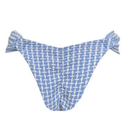 Ribbed Light Blue Brazilian Classic Side Scrunch Bikini Bottom
