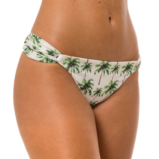 White Coconut Trees Brazilian Classic Side Scrunch Bikini Bottom