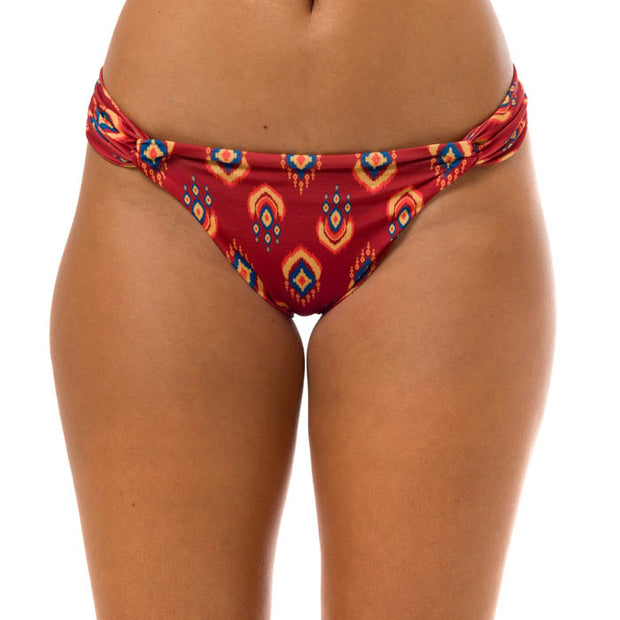 Brown Ethnic Brazilian Classic Side Scrunch Bikini Bottom