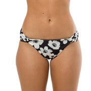 Black and White Floral Brazilian Classic Side Scrunch Bikini Bottom