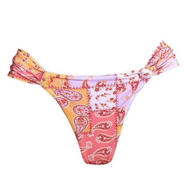 Orange Paisley Brazilian Classic Side Scrunch Bikini Bottom