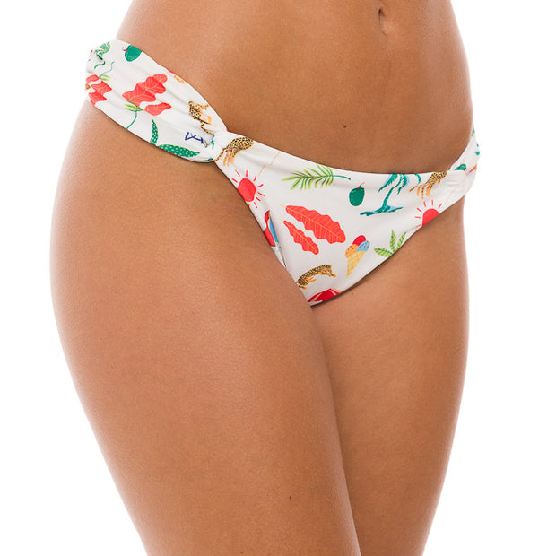 White Summer Holidays Brazilian Classic Side Scrunch Bikini Bottom