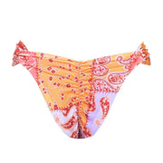 Orange Paisley Brazilian Classic Side Scrunch Bikini Bottom