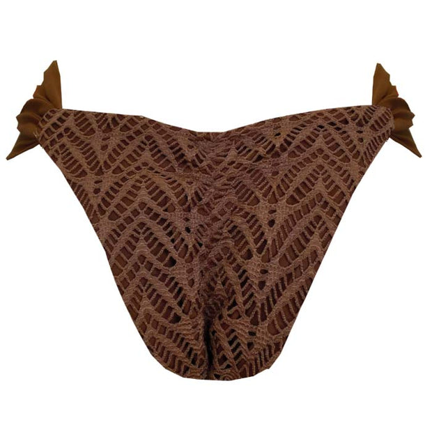 Lacy Brown Brazilian Classic Side Scrunch Bikini Bottom