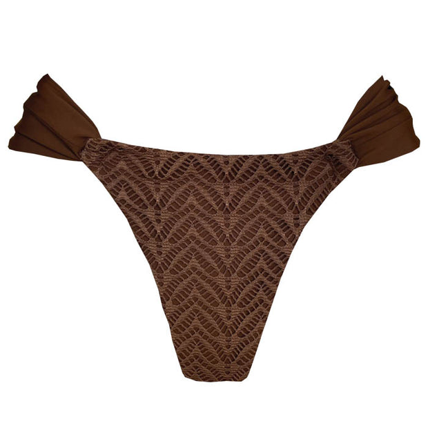 Lacy Brown Brazilian Classic Side Scrunch Bikini Bottom