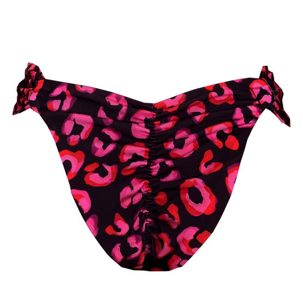 Black and Pink Jaguar Brazilian Classic Side Scrunch Bikini Bottom