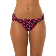 Black and Pink Jaguar Brazilian Classic Side Scrunch Bikini Bottom